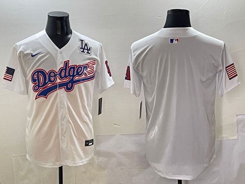 Men Los Angeles Dodgers Blank White national flag second generation joint name Nike 2025 MLB Jersey style 5